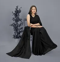 Elegant Black Georgette Solid Bollywood Saree with Blouse piece-thumb2