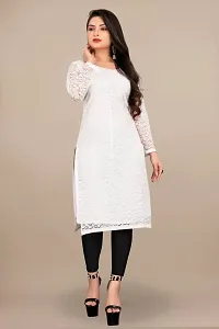 Stylish White Net Embroidered Straight Kurta For Women-thumb3