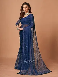 Elegant Navy Blue Net Embellished Bollywood Saree with Blouse piece-thumb3