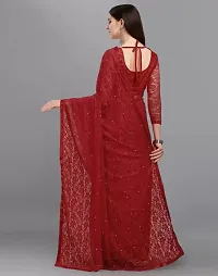 Elegant Maroon Net Embellished Daily Wear Saree with Blouse piece-thumb1