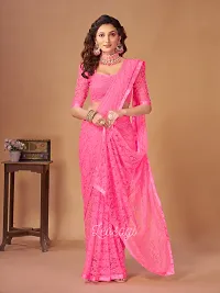 Elegant Pink Net Self Pattern Bollywood Saree with Blouse piece-thumb3