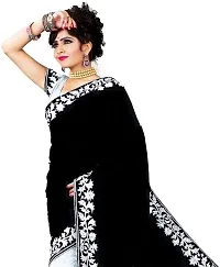 Elegant Multicoloured Velvet Embellished Bollywood Saree with Blouse piece-thumb1