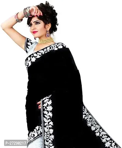 Elegant Multicoloured Velvet Embellished Bollywood Saree with Blouse piece-thumb2