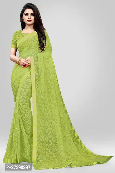 Elegant Green Net Self Pattern Bollywood Saree with Blouse piece-thumb0