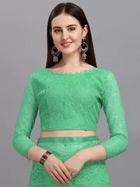 Elegant Green Net Embellished Bollywood Saree with Blouse piece-thumb2