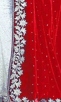 Elegant Multicoloured Velvet Embellished Bollywood Saree with Blouse piece-thumb3