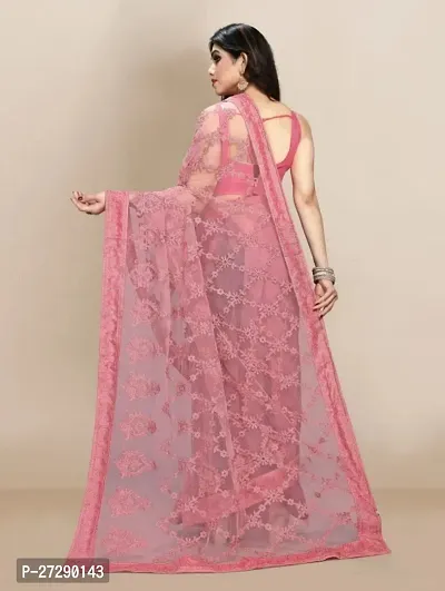 Elegant Peach Net Embroidered Bhagalpuri Saree with Blouse piece-thumb2