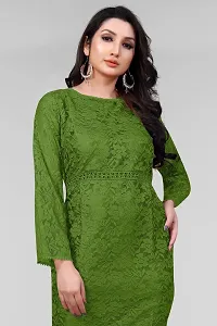 Stylish Green Net Floral Lace Bodycon Dress For Women-thumb4