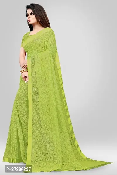 Elegant Green Net Self Pattern Bollywood Saree with Blouse piece-thumb4