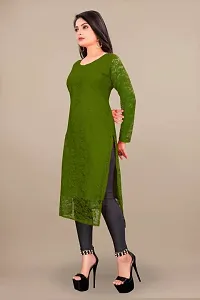 Stylish Green Net Embroidered Straight Kurta For Women-thumb1