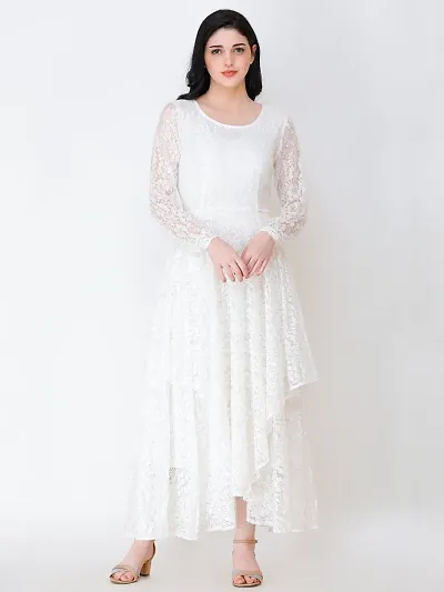 Stylish White Net Embroidered Anarkali Kurta For Women