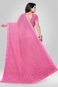 Elegant Pink Net Self Pattern Daily Wear Saree with Blouse piece-thumb1