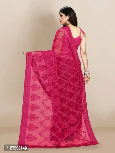 Elegant Pink Net Embroidered Bhagalpuri Saree with Blouse piece-thumb3