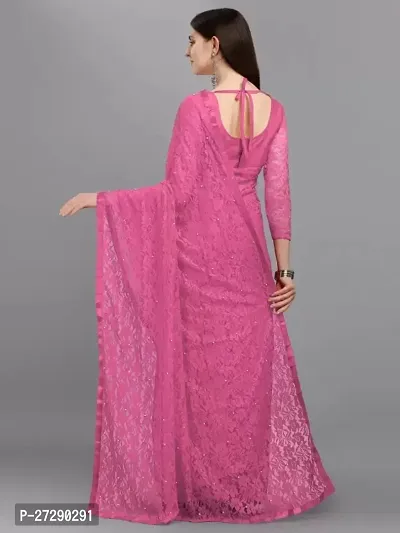 Elegant Pink Net Embellished Bollywood Saree with Blouse piece-thumb2