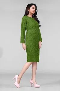 Stylish Green Net Floral Lace Bodycon Dress For Women-thumb1