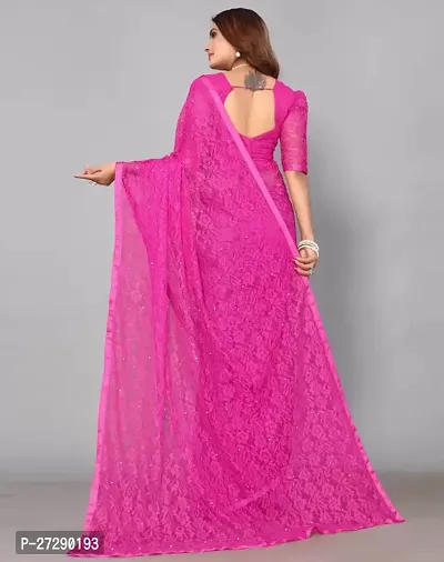 Elegant Pink Brasso Self Pattern Bollywood Saree with Blouse piece-thumb2