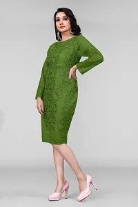 Stylish Green Net Floral Lace Bodycon Dress For Women-thumb2