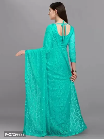 Elegant Green Net Embellished Bollywood Saree with Blouse piece-thumb2