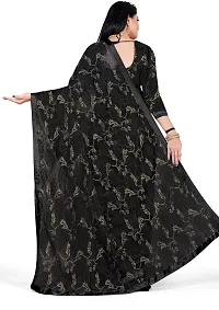Elegant Black Net Self Pattern Daily Wear Saree with Blouse piece-thumb1