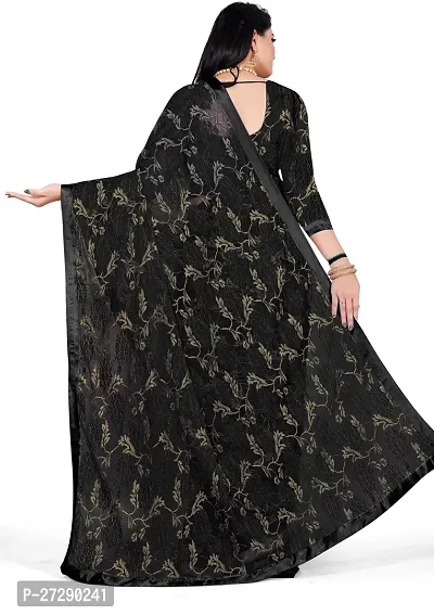 Elegant Black Net Self Pattern Daily Wear Saree with Blouse piece-thumb2