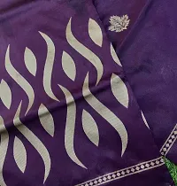 Elegant Purple Net Woven Design Daily Wear Saree with Blouse piece-thumb1