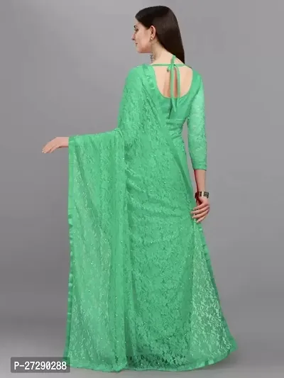 Elegant Green Net Embellished Bollywood Saree with Blouse piece-thumb2