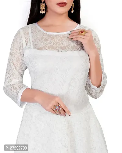 Stylish White Net Embroidered Anarkali Kurta For Women-thumb4