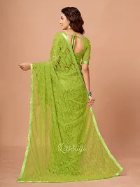 Elegant Green Net Self Pattern Bollywood Saree with Blouse piece-thumb1