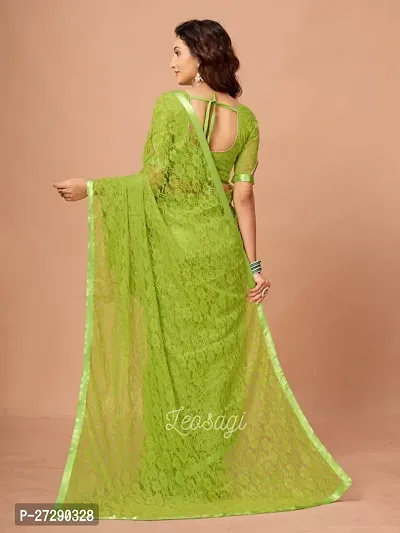 Elegant Green Net Self Pattern Bollywood Saree with Blouse piece-thumb2