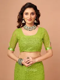 Elegant Green Net Self Pattern Bollywood Saree with Blouse piece-thumb2