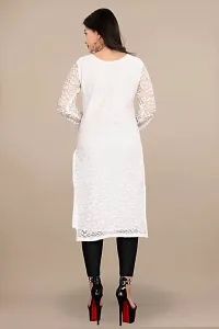 Stylish White Net Embroidered Straight Kurta For Women-thumb4
