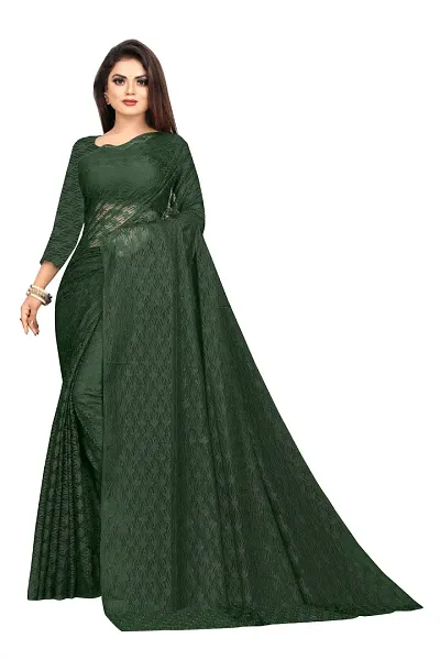 Elegant Net Self Pattern Daily Wear Saree with Blouse piece