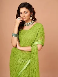 Elegant Green Net Self Pattern Bollywood Saree with Blouse piece-thumb4