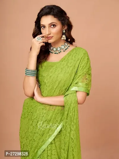 Elegant Green Net Self Pattern Bollywood Saree with Blouse piece-thumb5