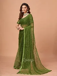 Elegant Green Net Embellished Bollywood Saree with Blouse piece-thumb3