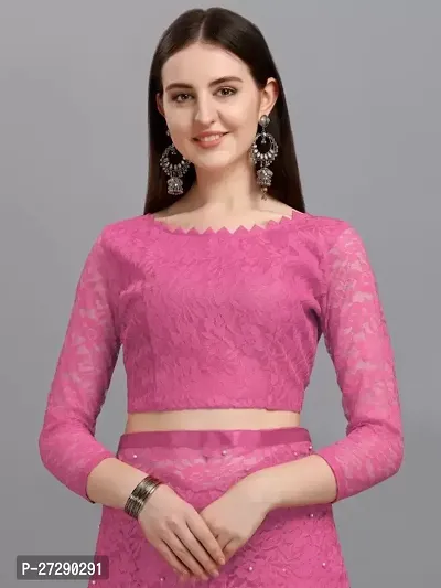 Elegant Pink Net Embellished Bollywood Saree with Blouse piece-thumb3