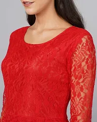 Stylish Red Net Embroidered Anarkali Kurta For Women-thumb3