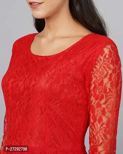 Stylish Red Net Embroidered Anarkali Kurta For Women-thumb4