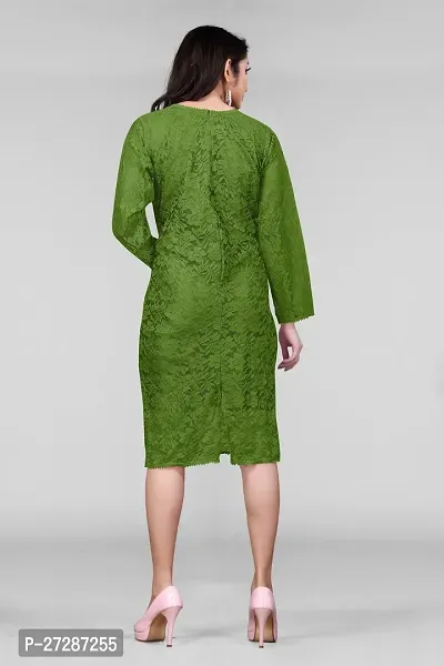 Stylish Green Net Floral Lace Bodycon Dress For Women-thumb4