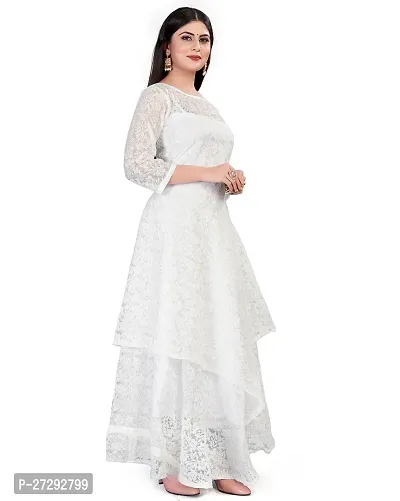 Stylish White Net Embroidered Anarkali Kurta For Women-thumb2