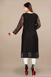 Stylish Black Net Embroidered Straight Kurta For Women-thumb3