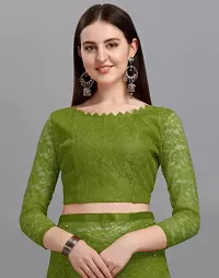 Elegant Green Net Embellished Bollywood Saree with Blouse piece-thumb2