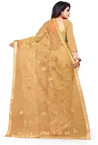 Elegant Beige Net Applique Bollywood Saree with Blouse piece-thumb1