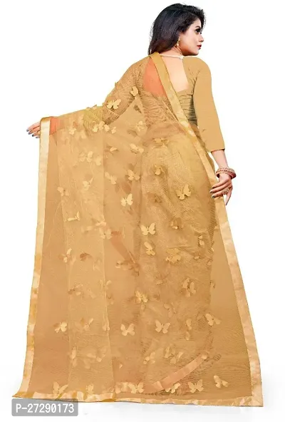 Elegant Beige Net Applique Bollywood Saree with Blouse piece-thumb2