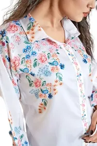DHARMA SHOP Women's Crepe Straight Floral Printeded Shirt-thumb1