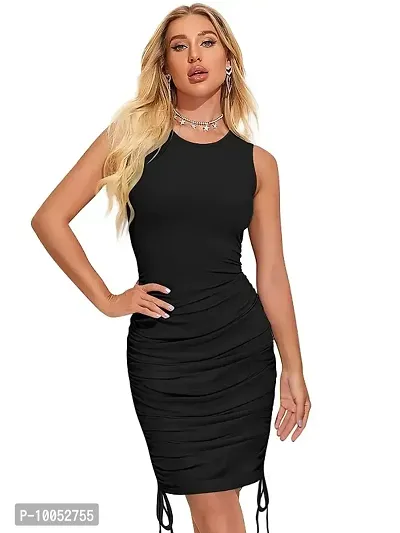 Stylish Fancy Lycra Solid Sleeveless Dresses For Women-thumb0