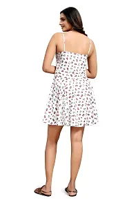 Stylish Crepe White Floral Print V Neck Sleeveless Dress For Women-thumb3