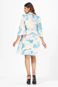 Mrutbaa Women's Wear Multi Colour Crepe Fabric 3/4 Sleeve Causal Wear Printed Dress-S-thumb1