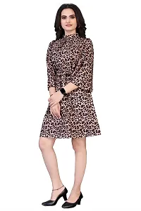 Mrutbaa Women's Wear Crepe Fabric with 3/4th Sleeve Causal Wear Printed Dress-thumb3