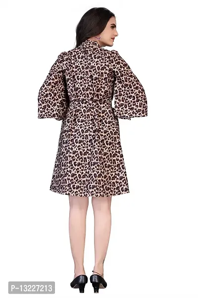 Mrutbaa Women's Wear Crepe Fabric with 3/4th Sleeve Causal Wear Printed Dress-thumb2